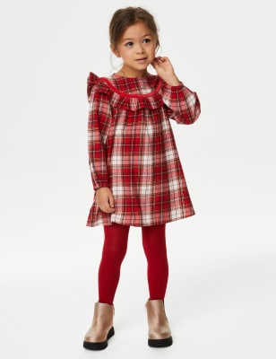 2pc Cotton Rich Check Dress & Tights (2-8 Yrs)