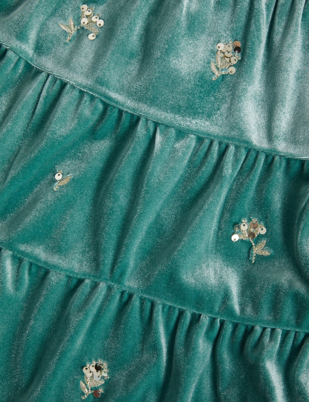 Velvet Floral Embroidered Tiered Dress (2-8 Yrs) image 6