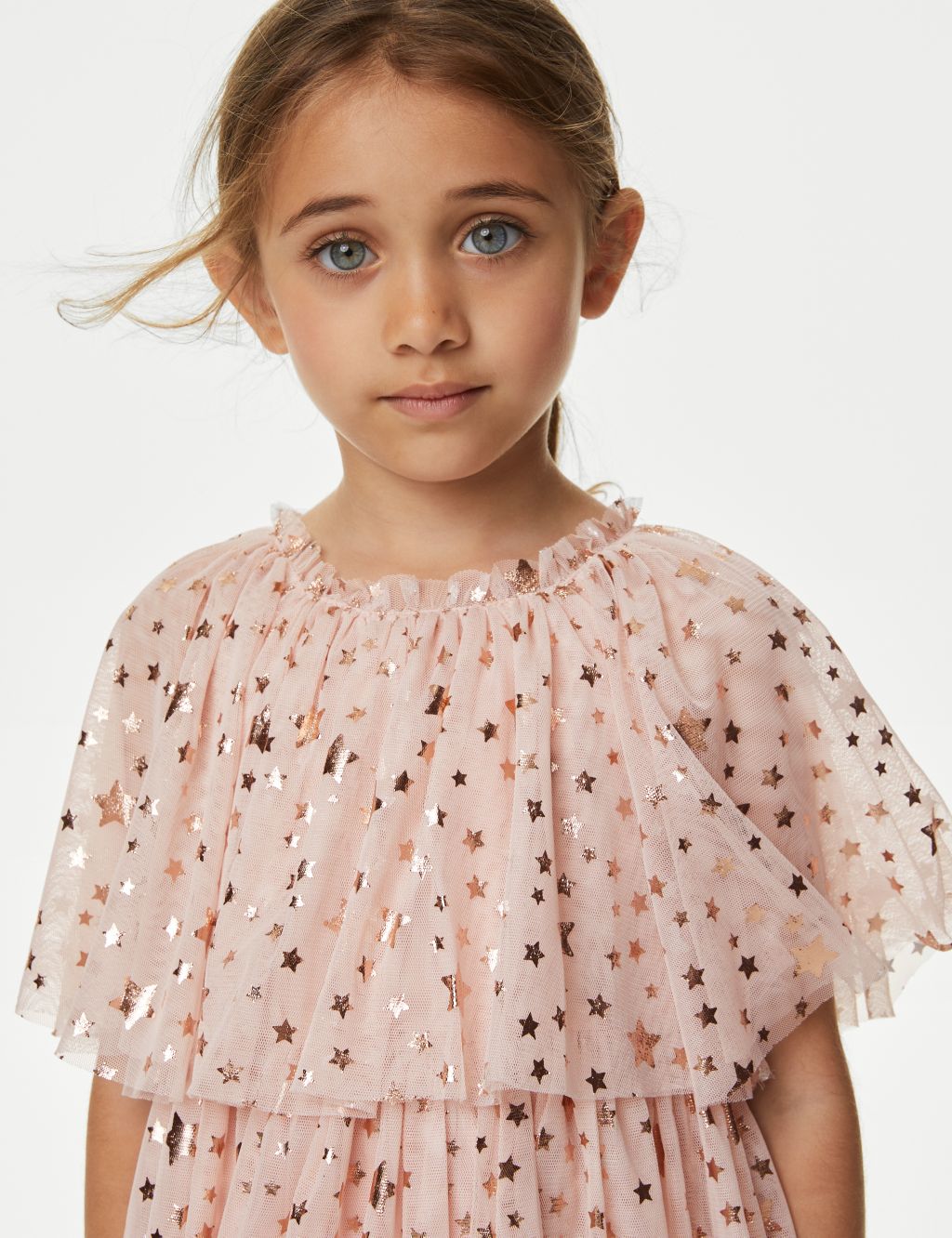 Tulle Star Print Tiered Party Dress (2-8 Yrs) image 4