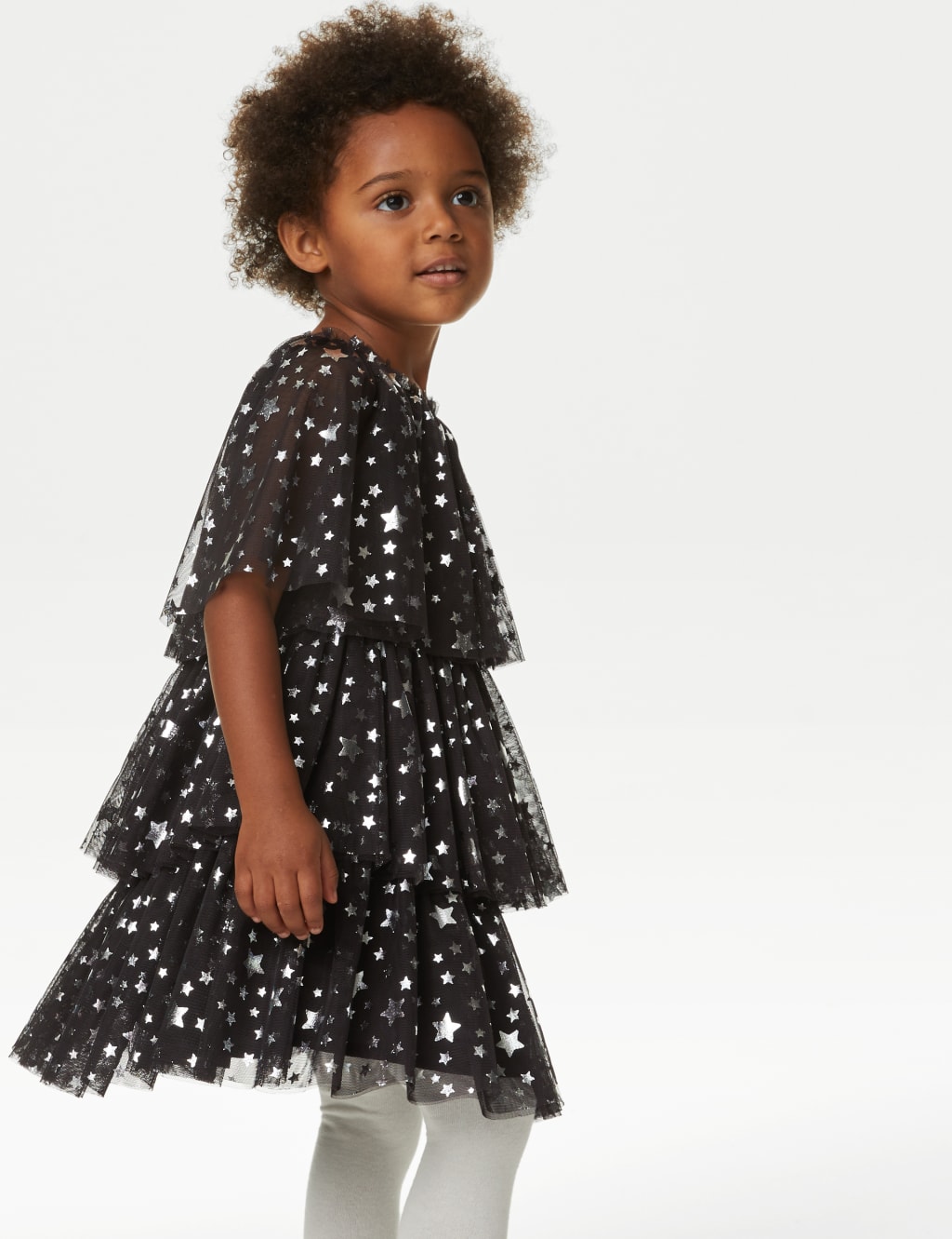 Tulle Star Print Tiered Party Dress (2-8 Yrs) image 4