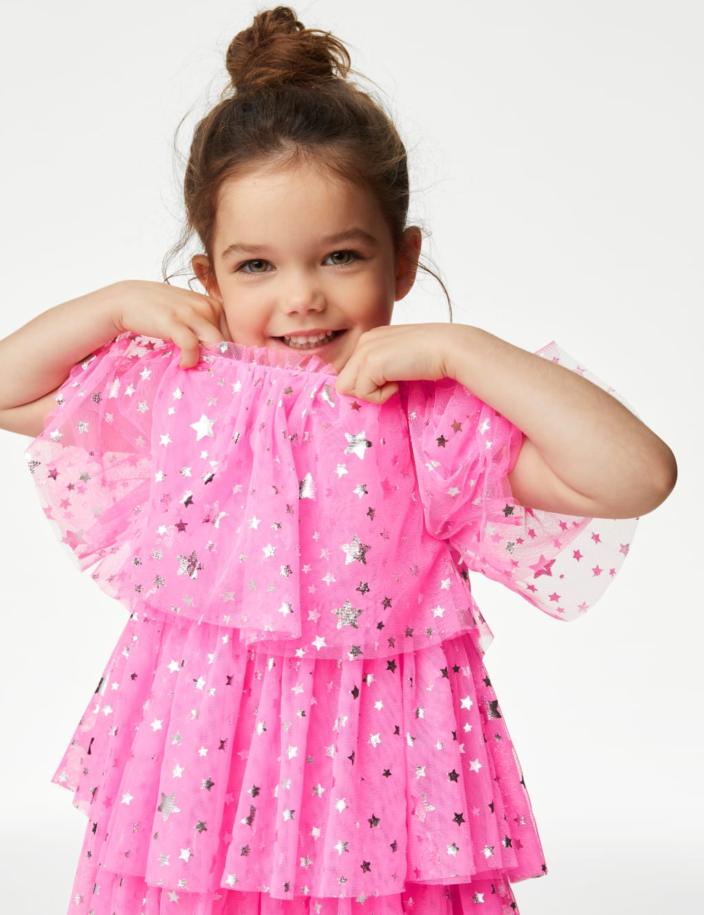 Tulle Star Print Tiered Party Dress (2-8 Yrs) image 3