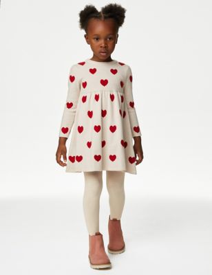 2pc Knitted Heart Dress and Tights (2-8 Yrs)