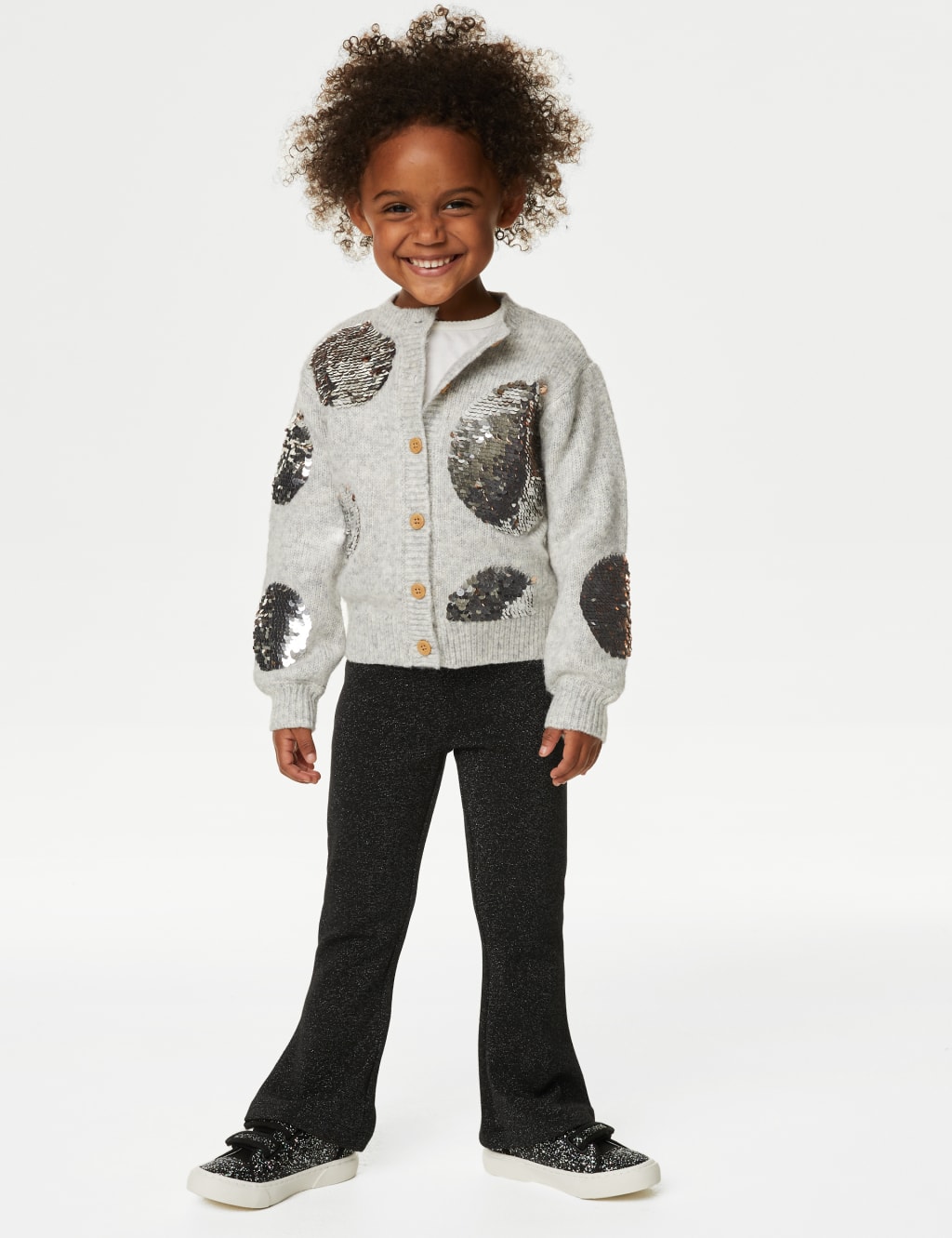 Glitter Flared Elasticated Waist Leggings (2-8 Yrs) image 1