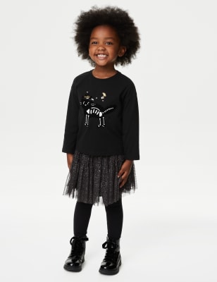 

Girls M&S Collection Pure Cotton Glow in the Dark Cat Top (2-8 Yrs) - Black, Black