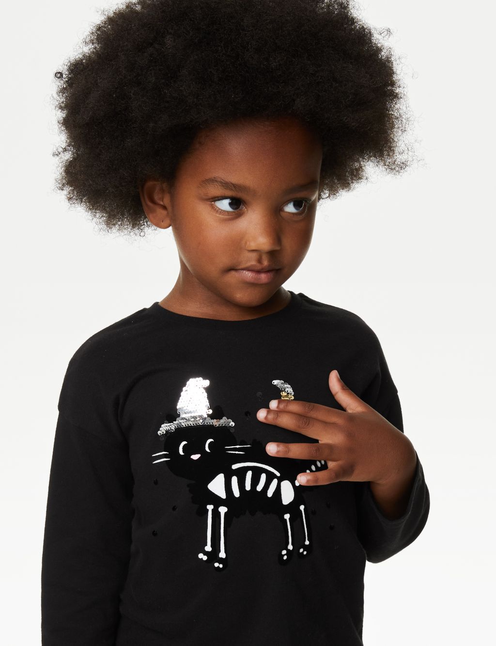 Pure Cotton Glow in the Dark Cat Top (2-8 Yrs) image 3
