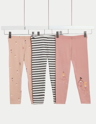 3pk Cotton Rich Ballet Leggings (2-8 Yrs)