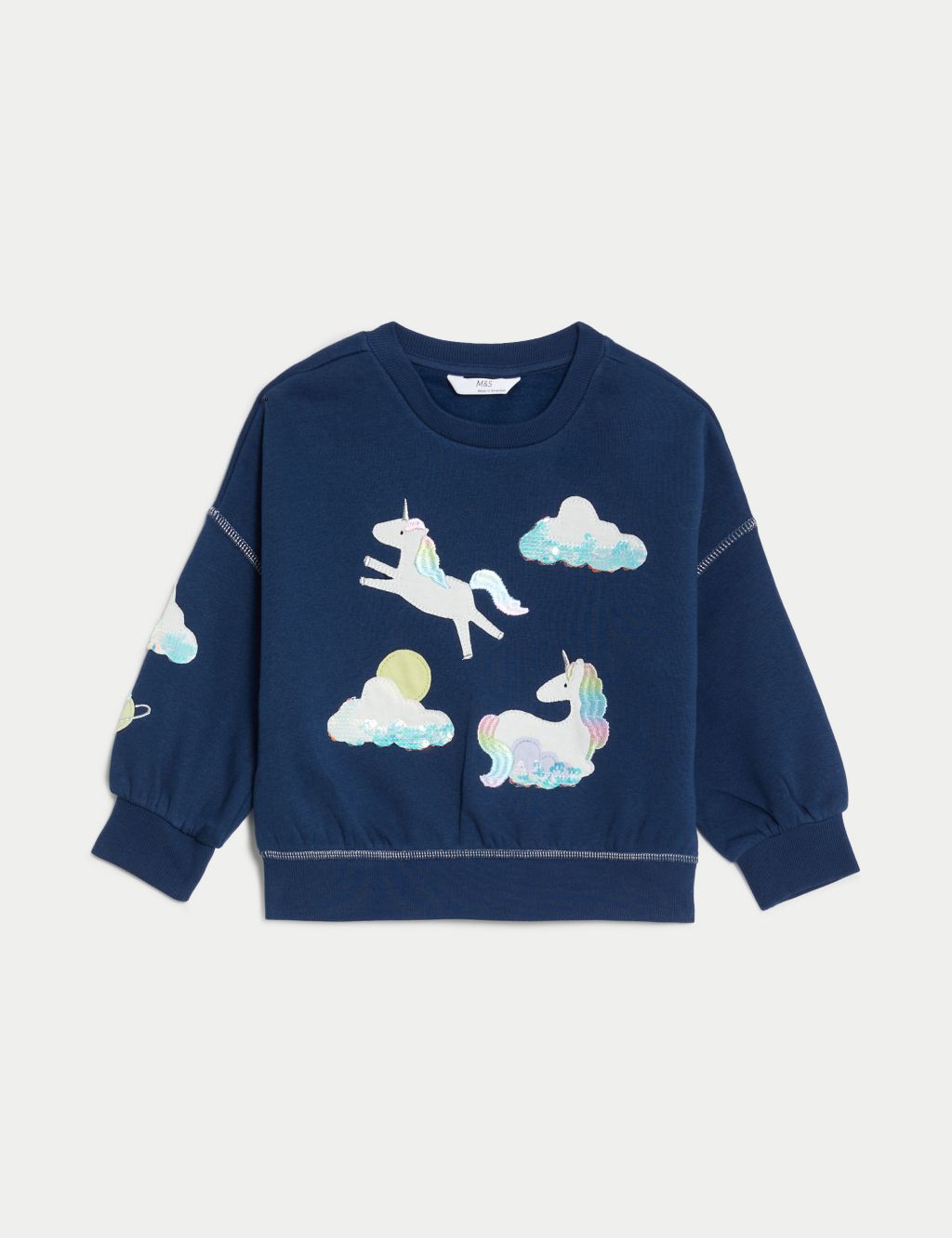 Cotton Rich Unicorn Sequin Sweatshirt (2-8 Yrs) image 2