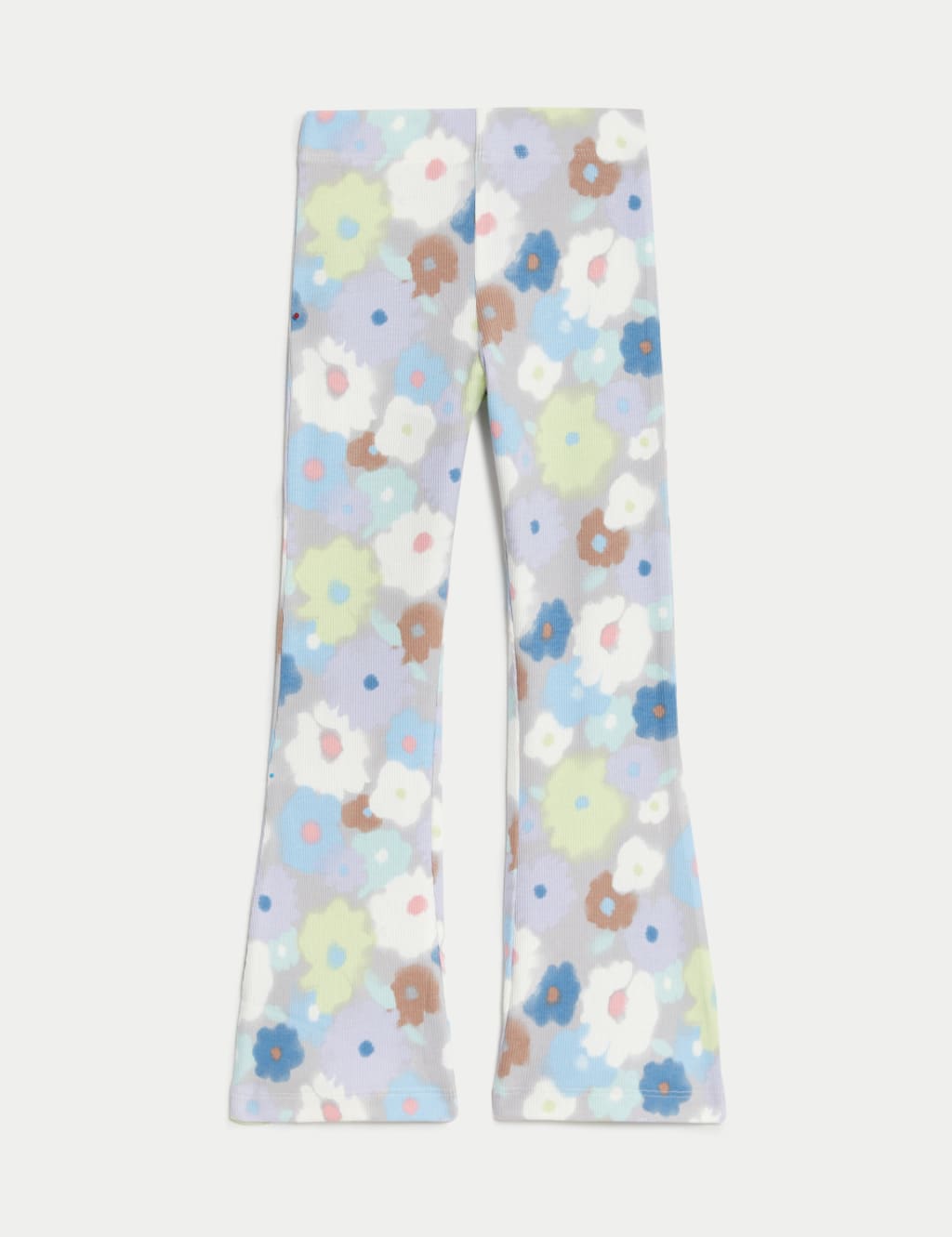 Cotton Rich Ribbed Floral Flared Leggings (2-8 Yrs) image 2