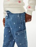 Pantalon cargo en jean à motif fleuri (du&nbsp;2 au 8&nbsp;ans)