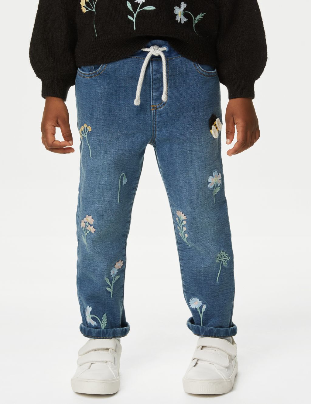Regular Embroidered Elasticated Waist Jeans (2-8 Yrs) image 4
