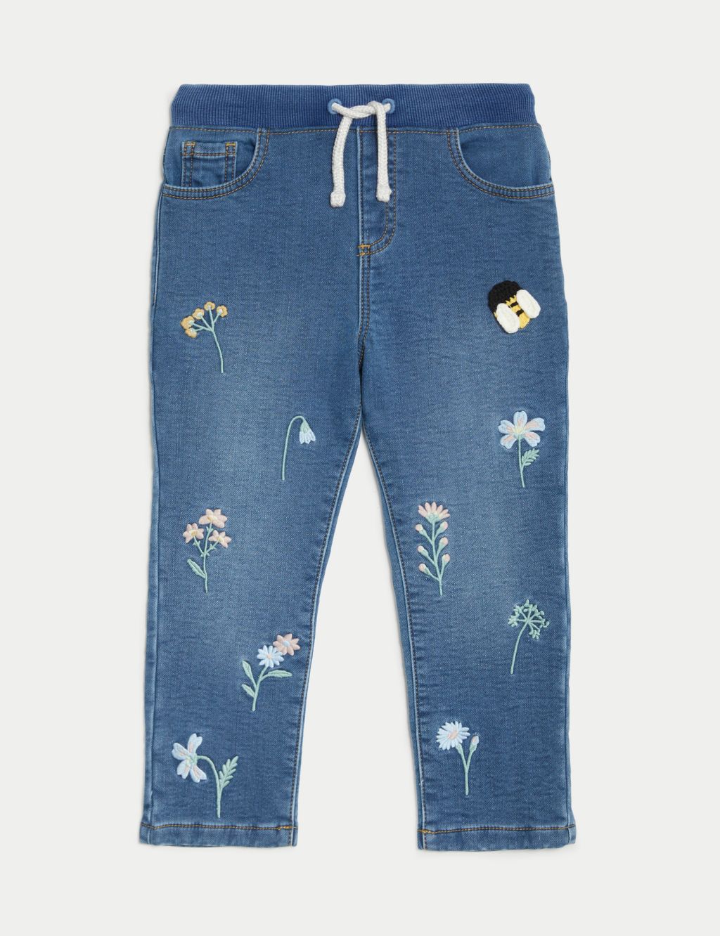 Regular Embroidered Elasticated Waist Jeans (2-8 Yrs) image 2