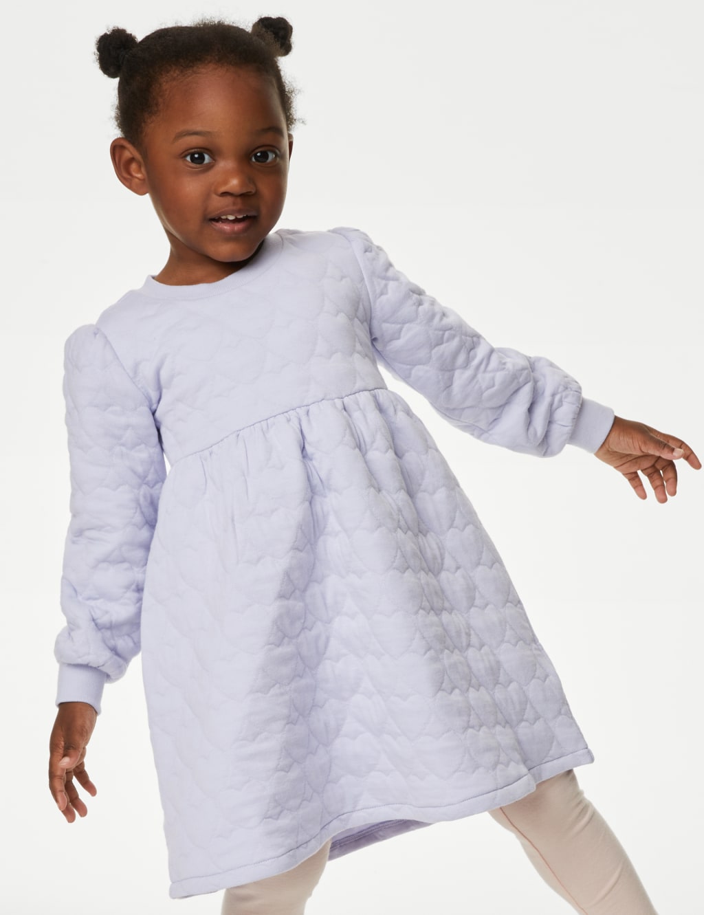 Cotton Rich Heart Quilted Dress with Tights (2-8 Yrs) image 3