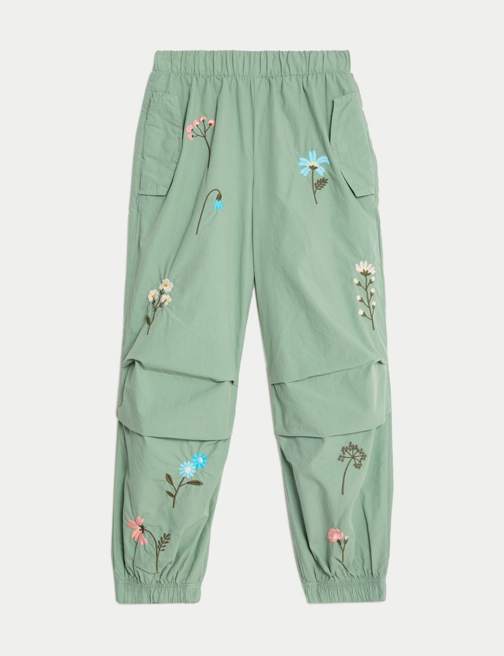 Pure Cotton Embroidered Parachute Trousers (2-8 Yrs) image 2