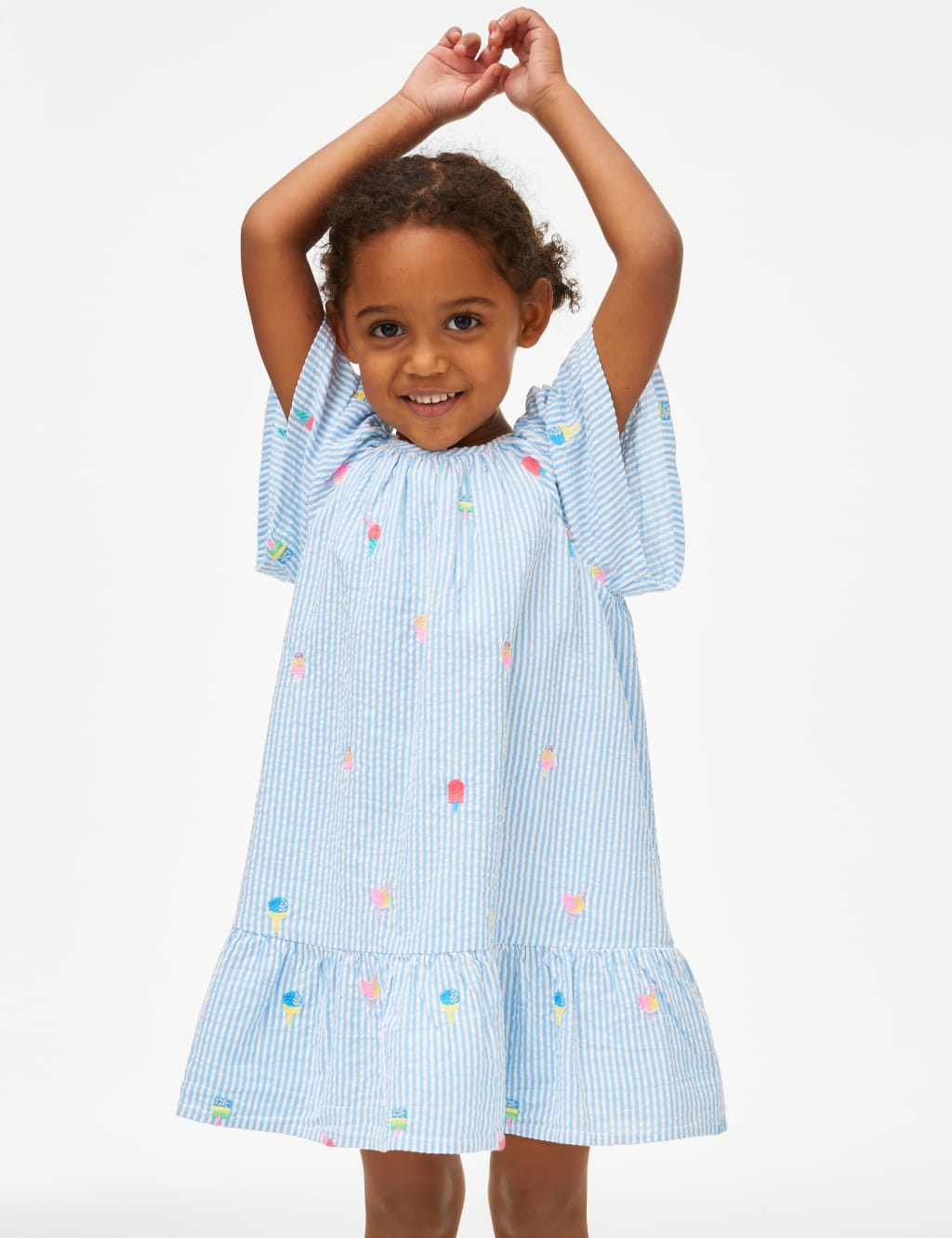 Pure Cotton Striped Printed Dress (2-8 Yrs) image 1