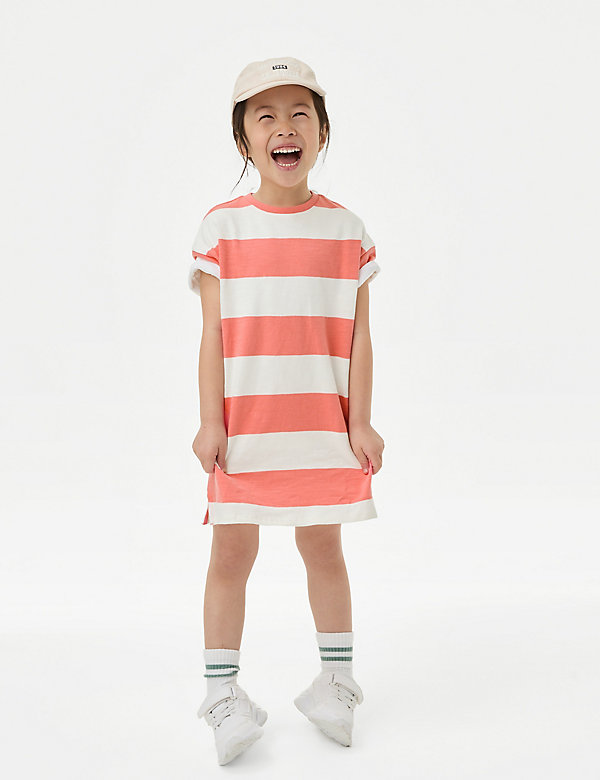 Pure Cotton Striped Dress (2-8 Yrs) - AT
