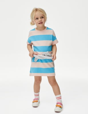 

Girls M&S Collection Pure Cotton Striped Dress (2-8 Yrs) - Blue Mix, Blue Mix