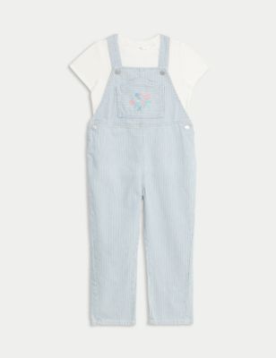 2pc Denim Striped Dungaree Outfit  (2-8 Years)