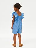Pure Cotton Broderie Playsuit (2-8 Yrs)