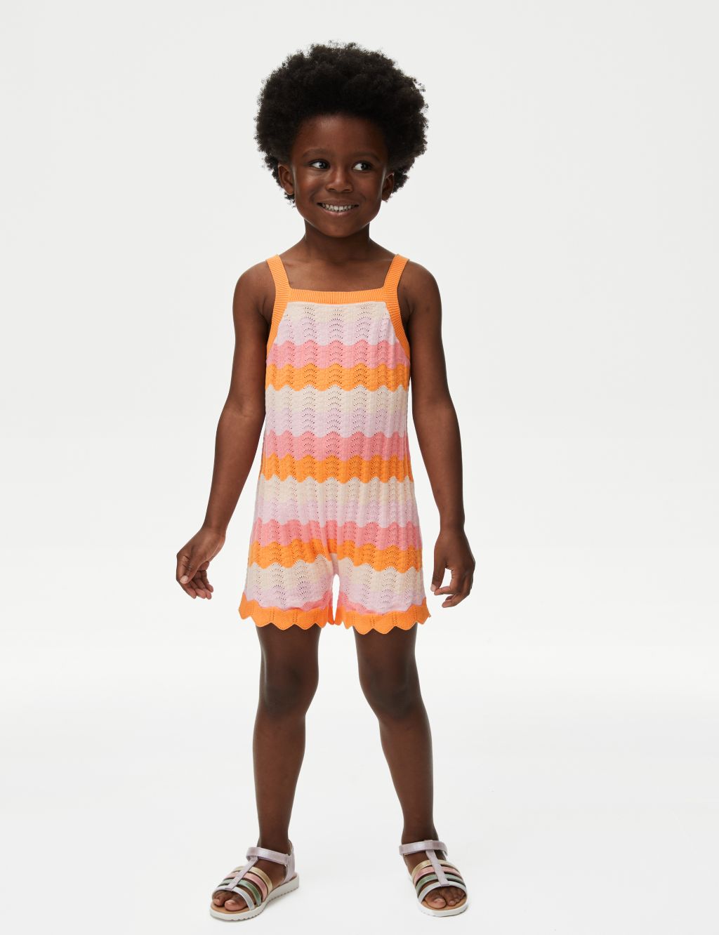 Pure Cotton Striped Knitted Playsuit (2-8 Yrs) image 3