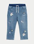 Jeans regular de algodón con diseño de unicornios (2-8&nbsp;años)