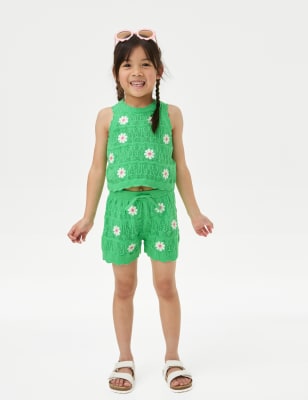 

M&S Collection Pantalón corto de punto con algodón (2-8 años) - Green Mix, Green Mix