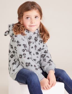 Leopard Print Fleece Hoodie | M&S