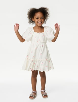 Pure Cotton Flower Print Dress (2-8 Yrs) - CN