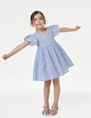 Pure Cotton Wrap Dress (2-8 Yrs) - JO