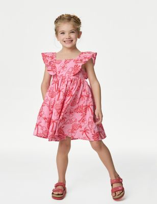 Pure Cotton Floral Embroidered Dress (2-8 Yrs)