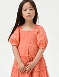 שמלה מכותנה טהורה עם רקמה (8-2 שנים)