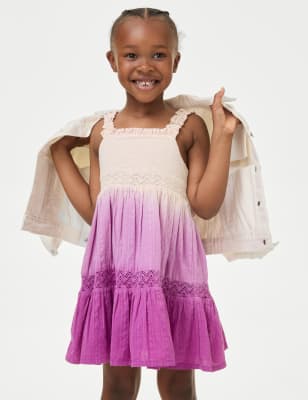 Pure Cotton Ombre Tiered Dress (2-8 Yrs)