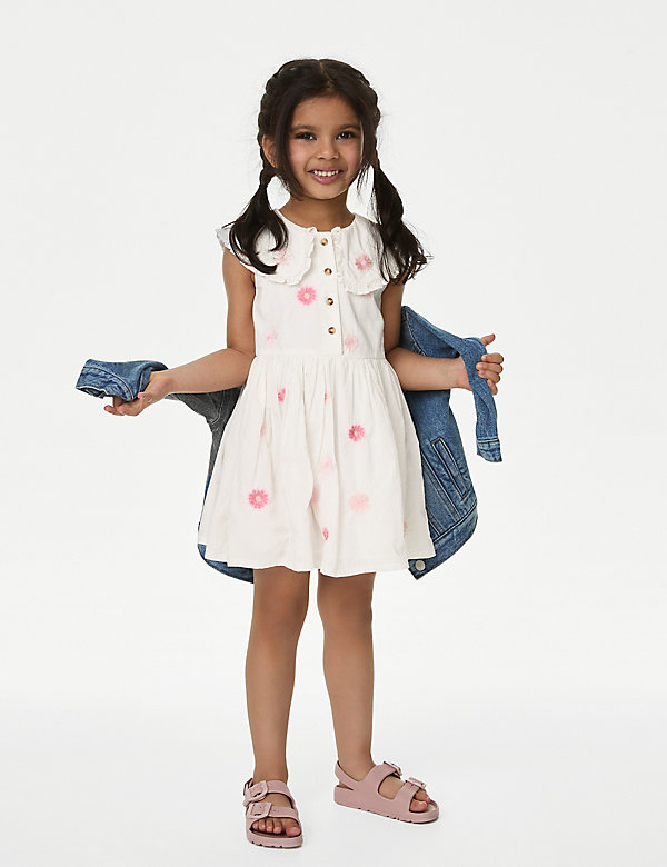 Pure Cotton Embroidered Dress (2-8 Yrs) - CA