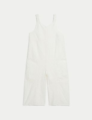 Pure Cotton Broderie Jumpsuit (2-8 Yrs)