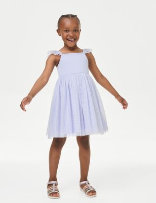 Cotton Blend Tulle Dress (2-8 Yrs) - RS