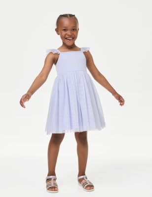 Robe en coton et tulle mélangés (du 2 au 8&nbsp;ans) - BE