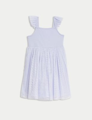 M&S Girls Cotton Blend Tulle Dress (2-8 Yrs) - 3-4 Y - Lilac, Lilac