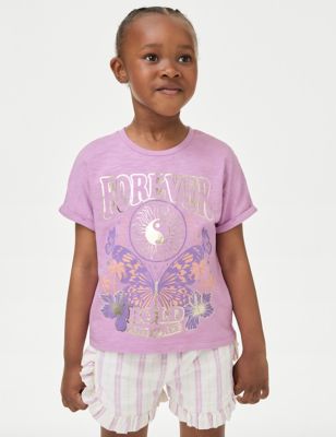 

Girls M&S Collection Pure Cotton Embellished T-Shirt (2-8 Yrs) - Purple, Purple