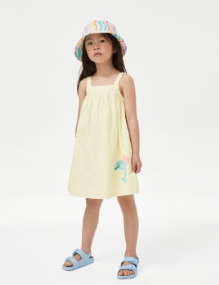 

M&S Collection Vestido 100% algodón con diseño de delfines (2-8 años) - Yellow Mix, Yellow Mix