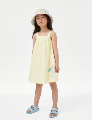 Pure Cotton Dolphin Dress (2-8 Yrs) - HR