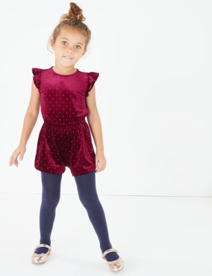 Combinaison &agrave; imprim&eacute; pois paillet&eacute;s et collants (du 3&nbsp;mois au 7&nbsp;ans)