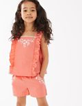 Pure Cotton Embroidered Top & Bottom Outfit (2-7 Yrs)