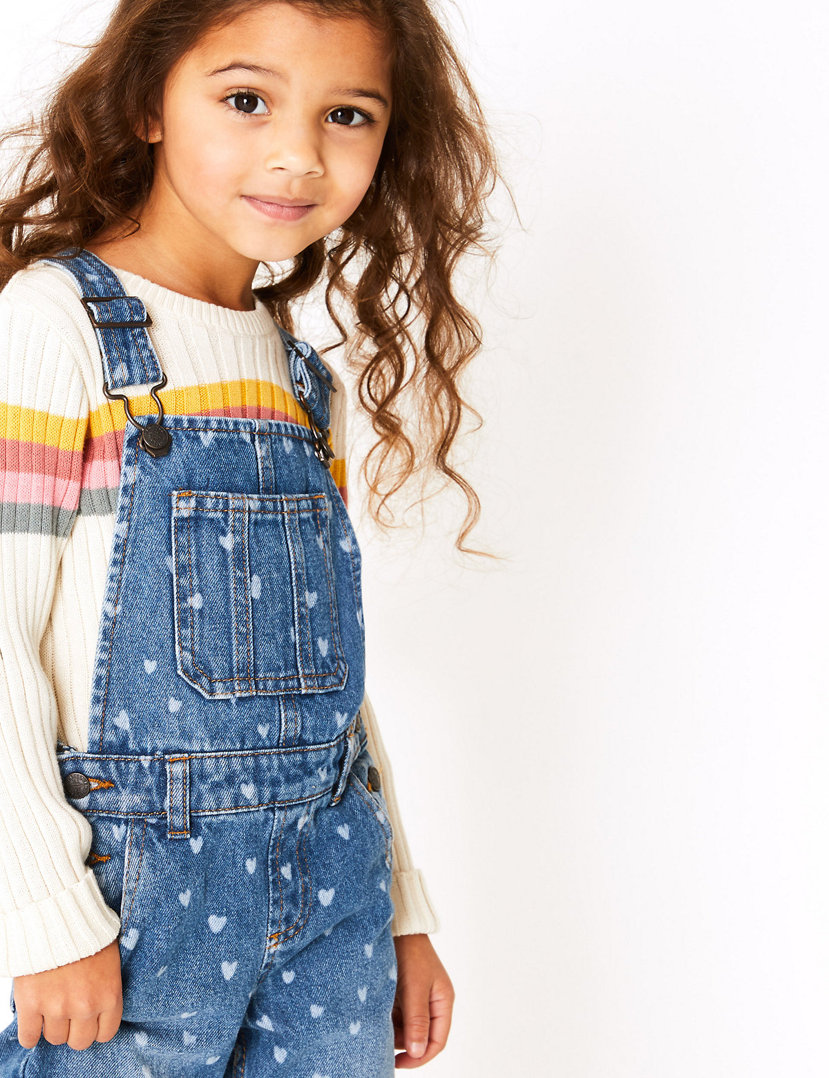 Cotton Lazer Heart Dungarees (2-7 Yrs)
