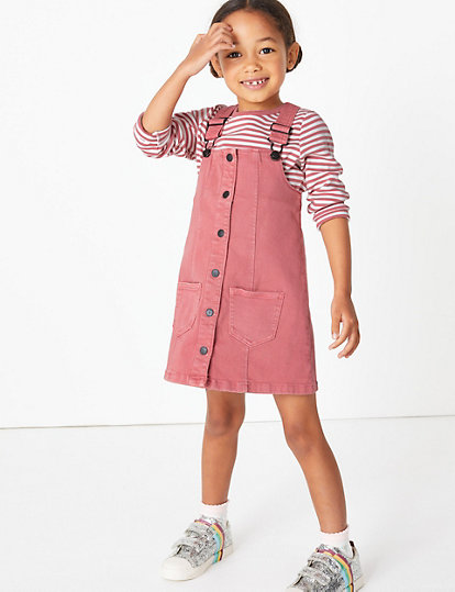 Denim Pinny & Striped Top Outfit (2-7 Years)