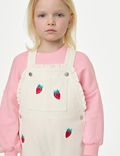 2 件套高含棉套头衫和草莓图案工装裤（2-8 岁）