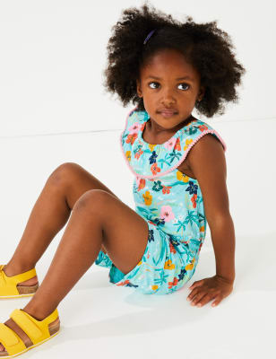 Pure Cotton Hawaiian Print Playsuit (2-7 Yrs) | M&S