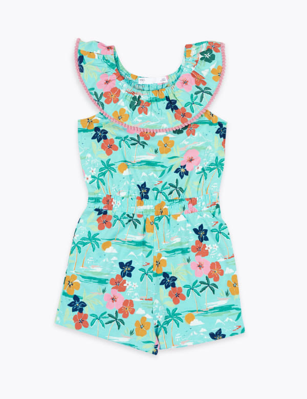 Pure Cotton Hawaiian Print Playsuit (2-7 Yrs)