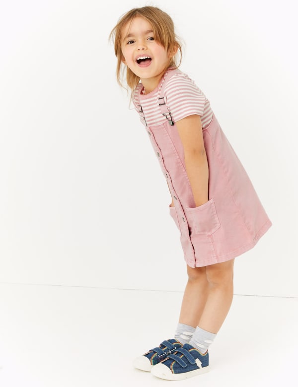 Cotton Pinny Dress & T-Shirt Outfit Set (2-7 Yrs)