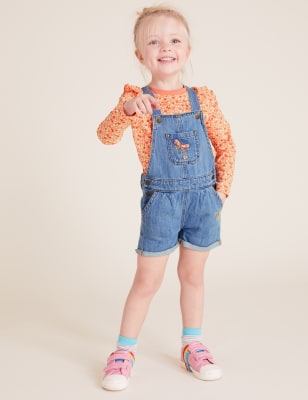 

Girls M&S Collection Denim Dungaree Floral Outfit (2-7 Yrs) - Multi, Multi