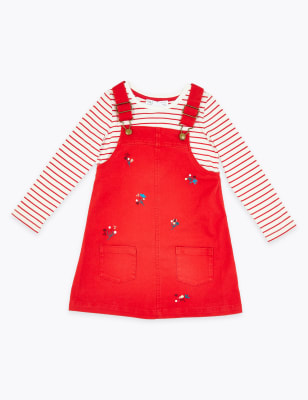 Ensemble 2&nbsp;pi&egrave;ces avec robe chasuble &agrave; motif fleuri (du 3&nbsp;mois au 7&nbsp;ans)