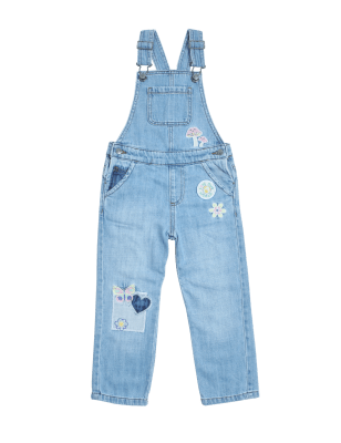 

Girls M&S Collection Denim Embroidered Dungarees (2-7 Yrs), Denim